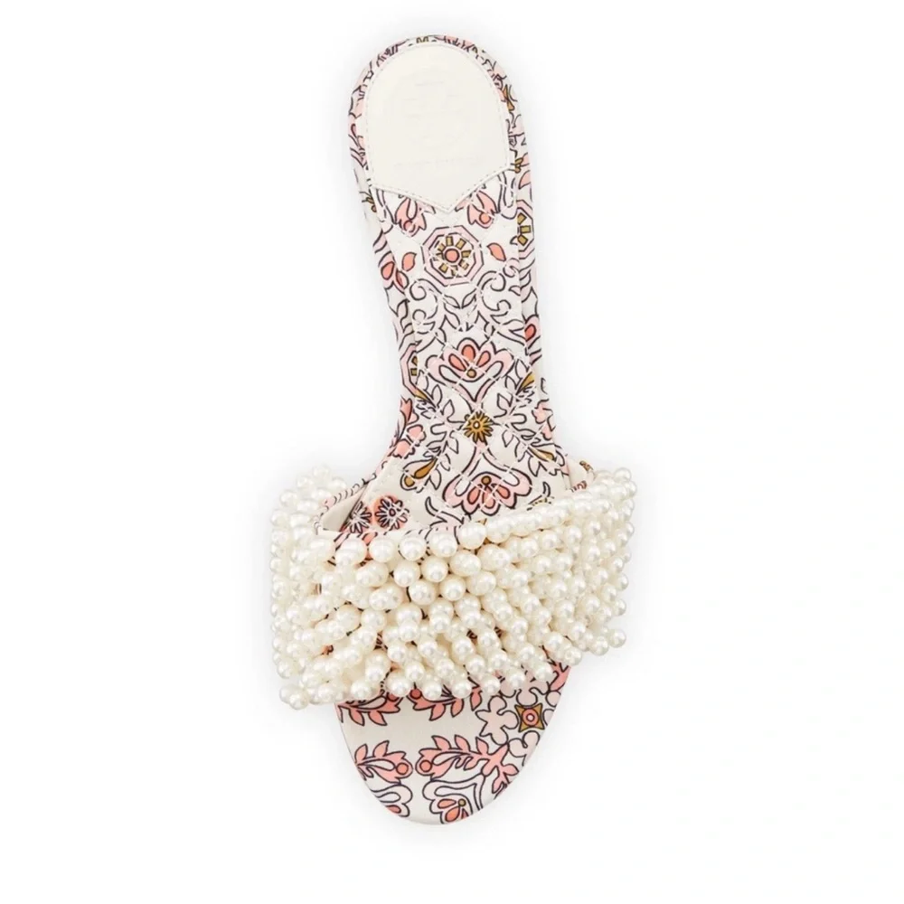 Tory Burch Garden & Pearls Patterned Slides - Picture 2 of 7